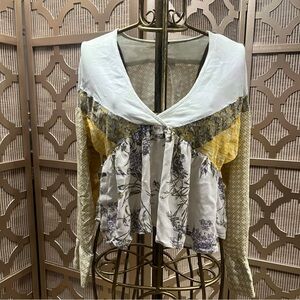 Floral Patchwork V-Neck Women's Top